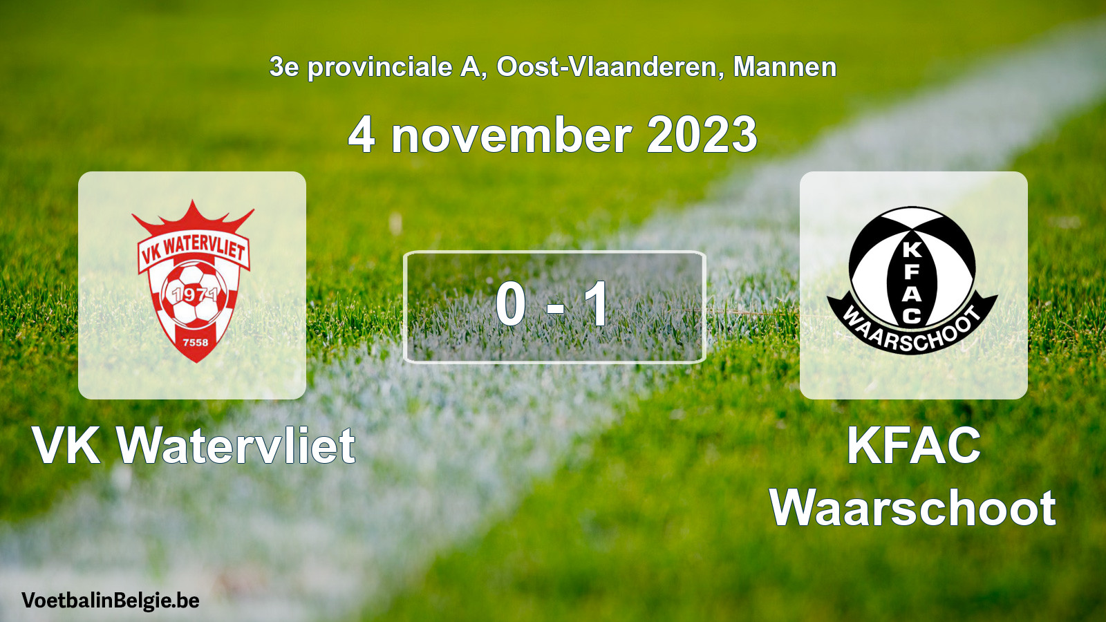 Gespeelde wedstrijd mannenvoetbal: VK Watervliet - KFAC Waarschoot 0 - 1 (4 november 2023)