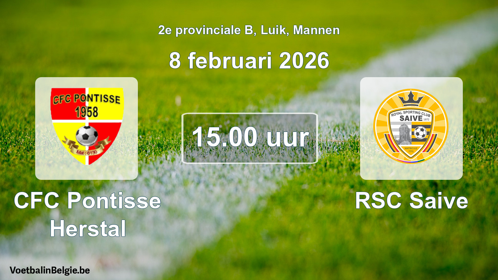 Scheduled match men football: CFC Pontisse Herstal - RSC Saive (8 February 2026)