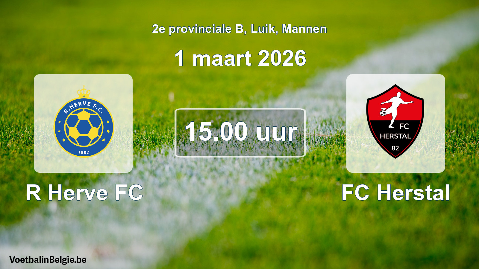 Scheduled match men football: R Herve FC - FC Herstal (1 March 2026)