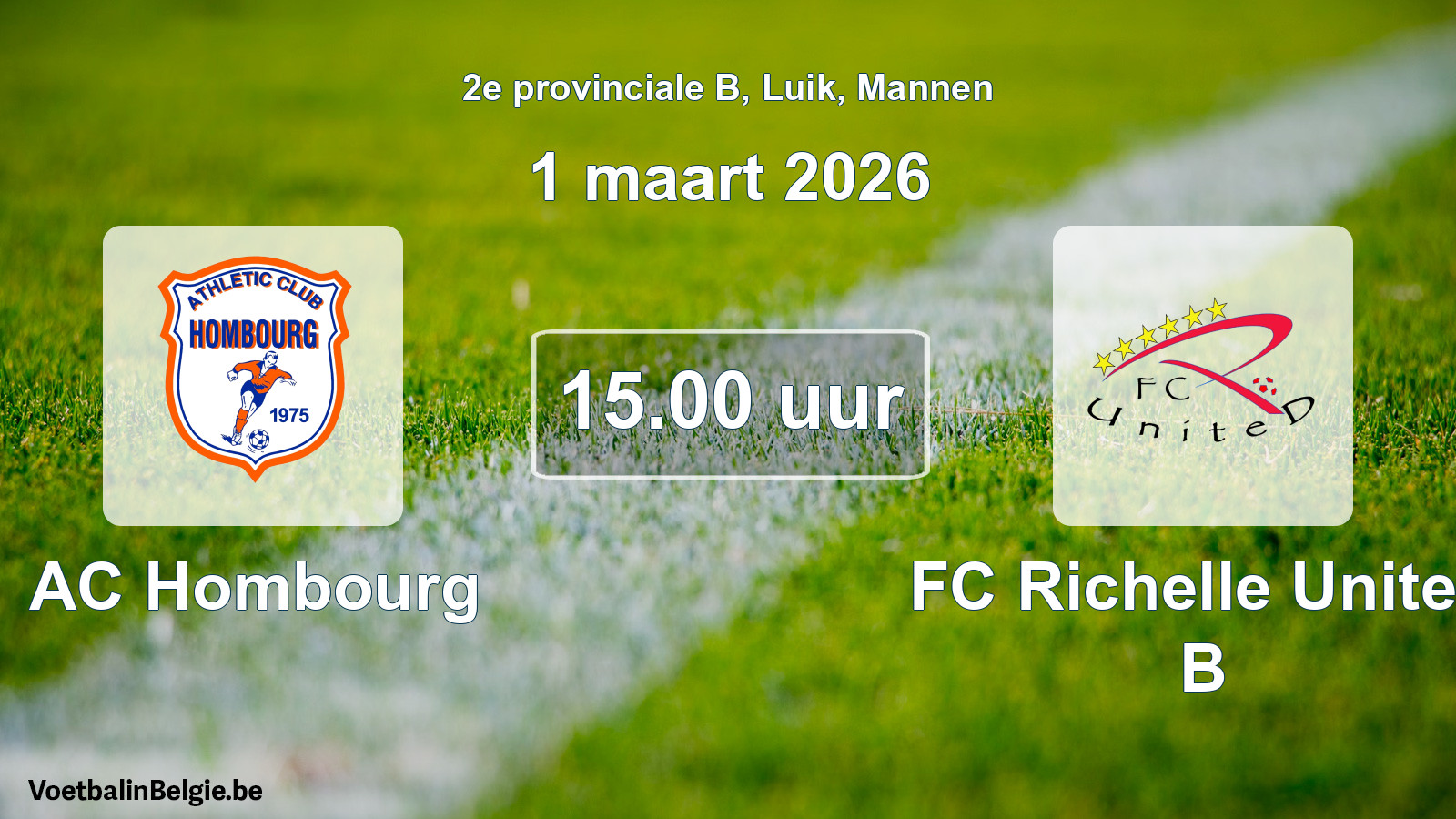 Geplantes Spiel männer-Fußball: AC Hombourg - FC Richelle United B (1 März 2026)