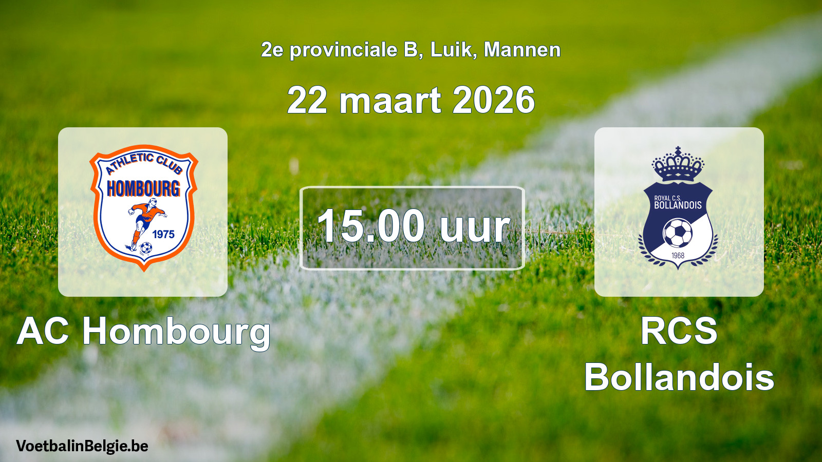 Geplantes Spiel männer-Fußball: AC Hombourg - RCS Bollandois (22 März 2026)