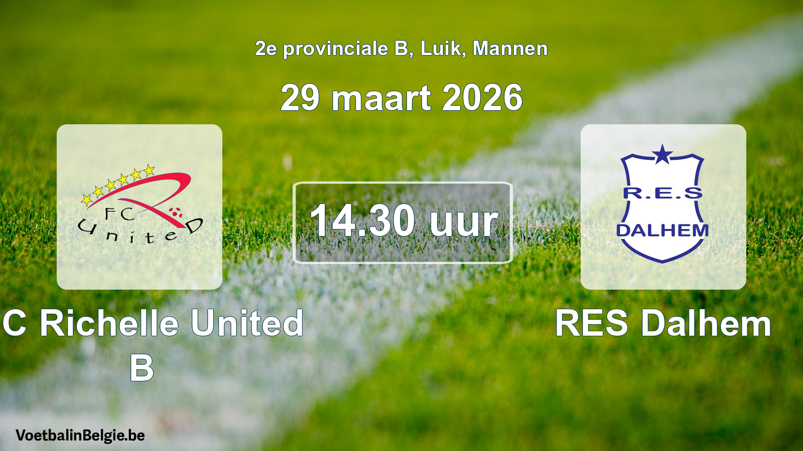 Geplantes Spiel männer-Fußball: FC Richelle United B - RES Dalhem (29 März 2026)