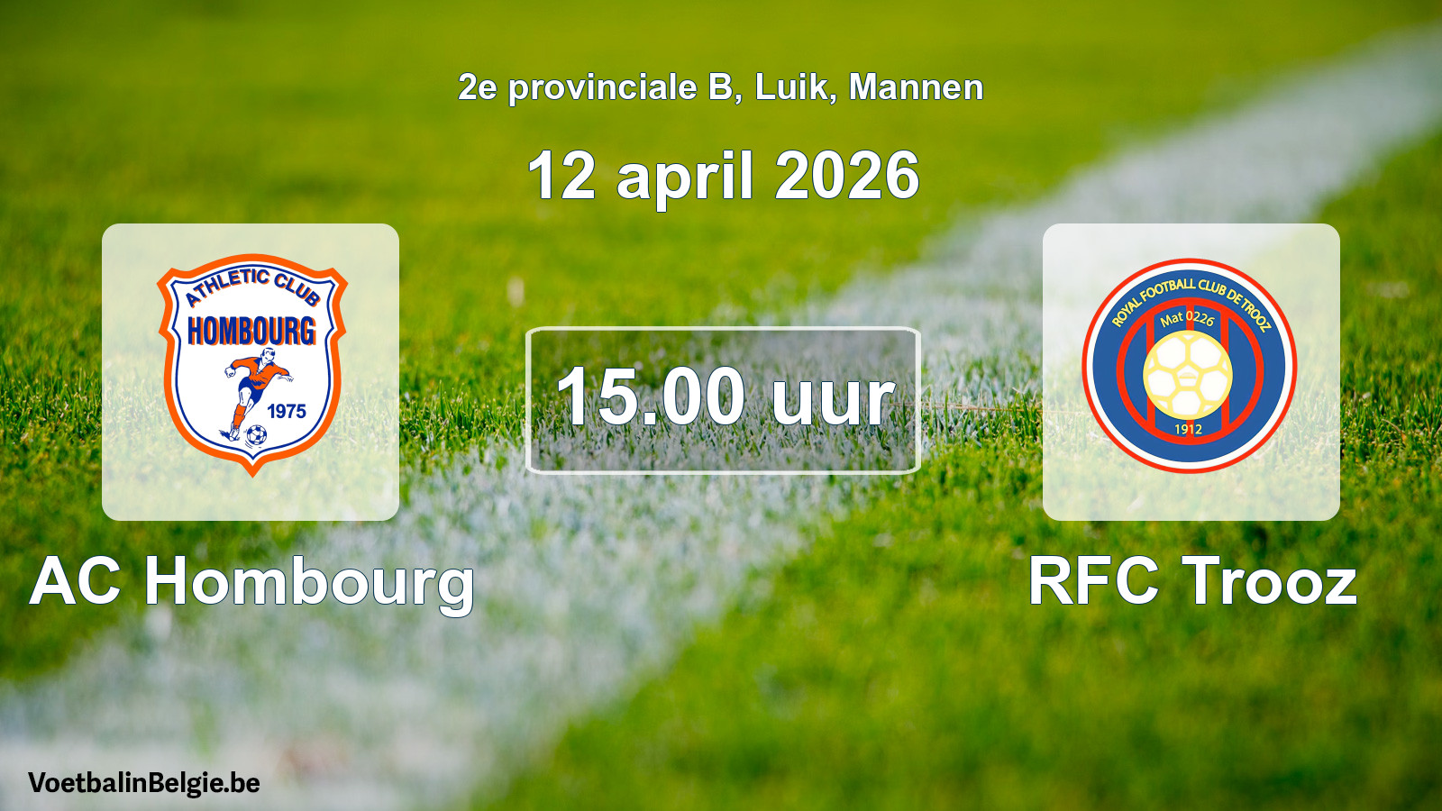 Geplande wedstrijd mannenvoetbal: AC Hombourg - RFC Trooz (12 april 2026)