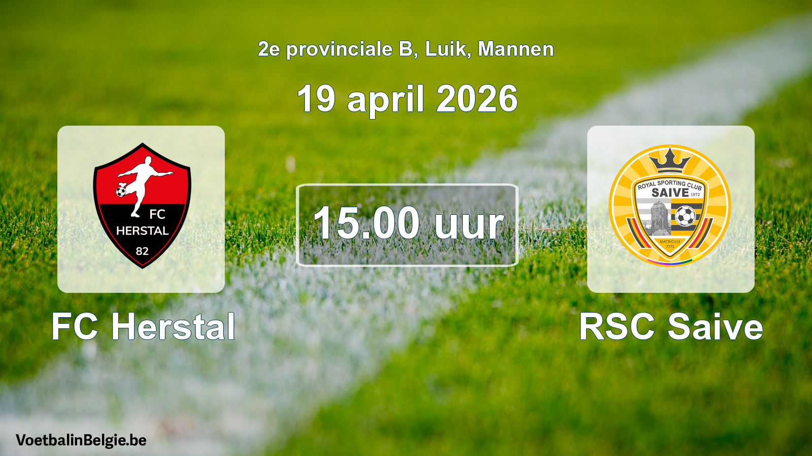 Scheduled match men football: FC Herstal - RSC Saive (19 April 2026)
