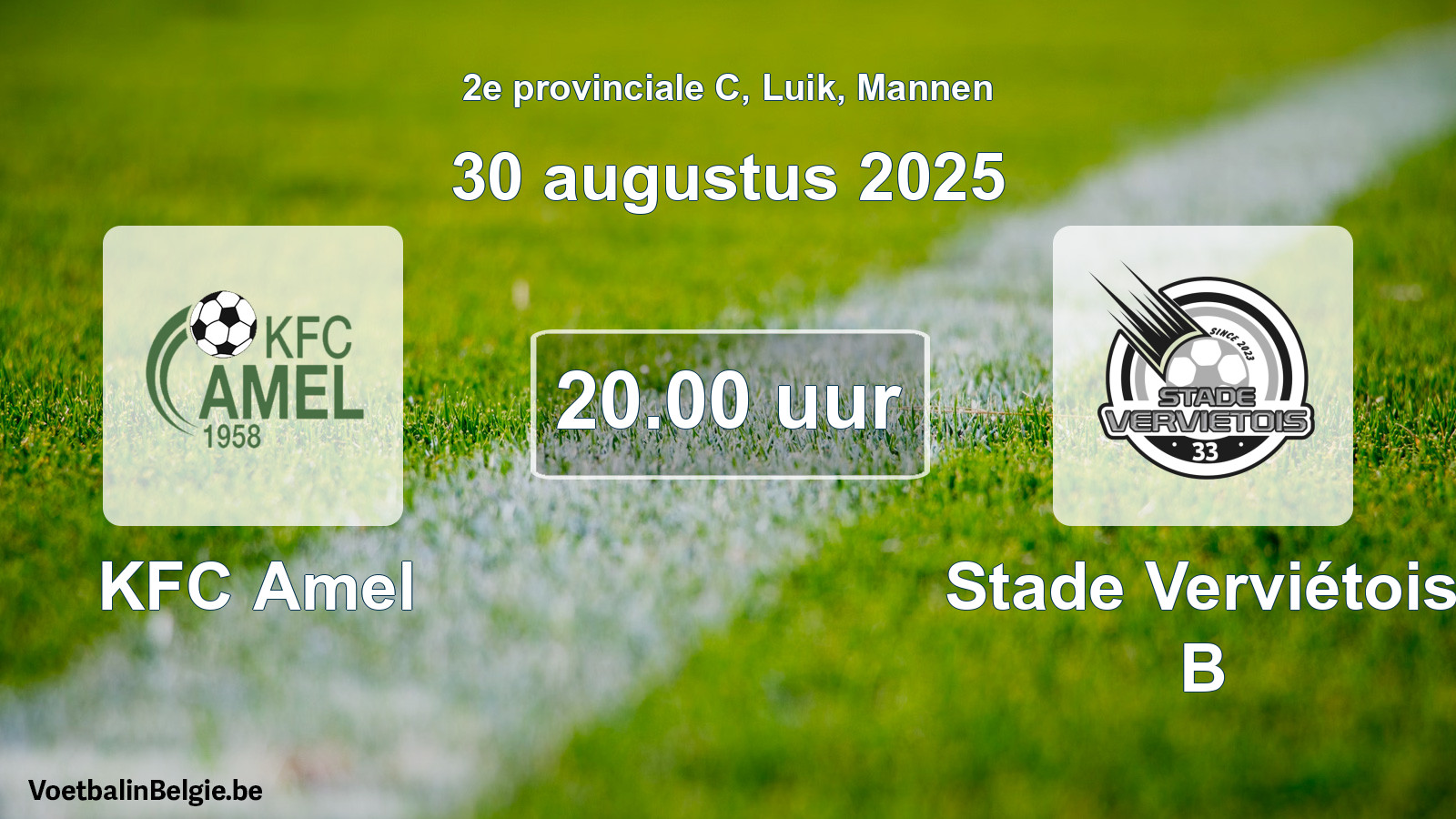 Geplantes Spiel männer-Fußball: KFC Amel - Stade Verviétois B (30 August 2025)