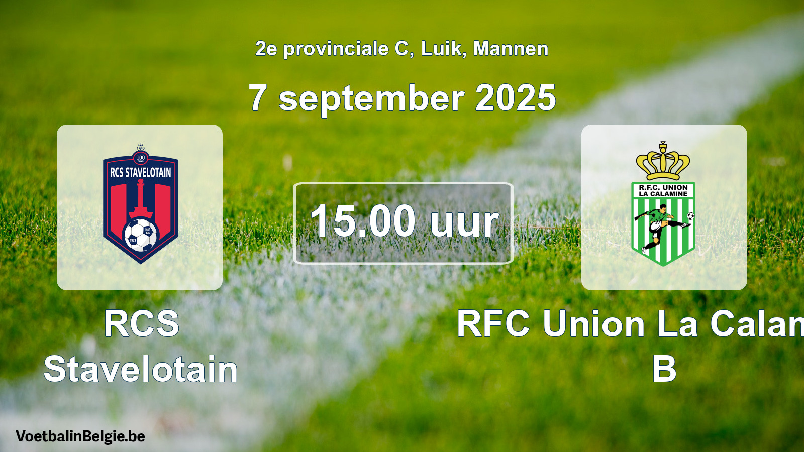 Match prévu football hommes: RCS Stavelotain - RFC Union La Calamine B (7 septembre 2025)