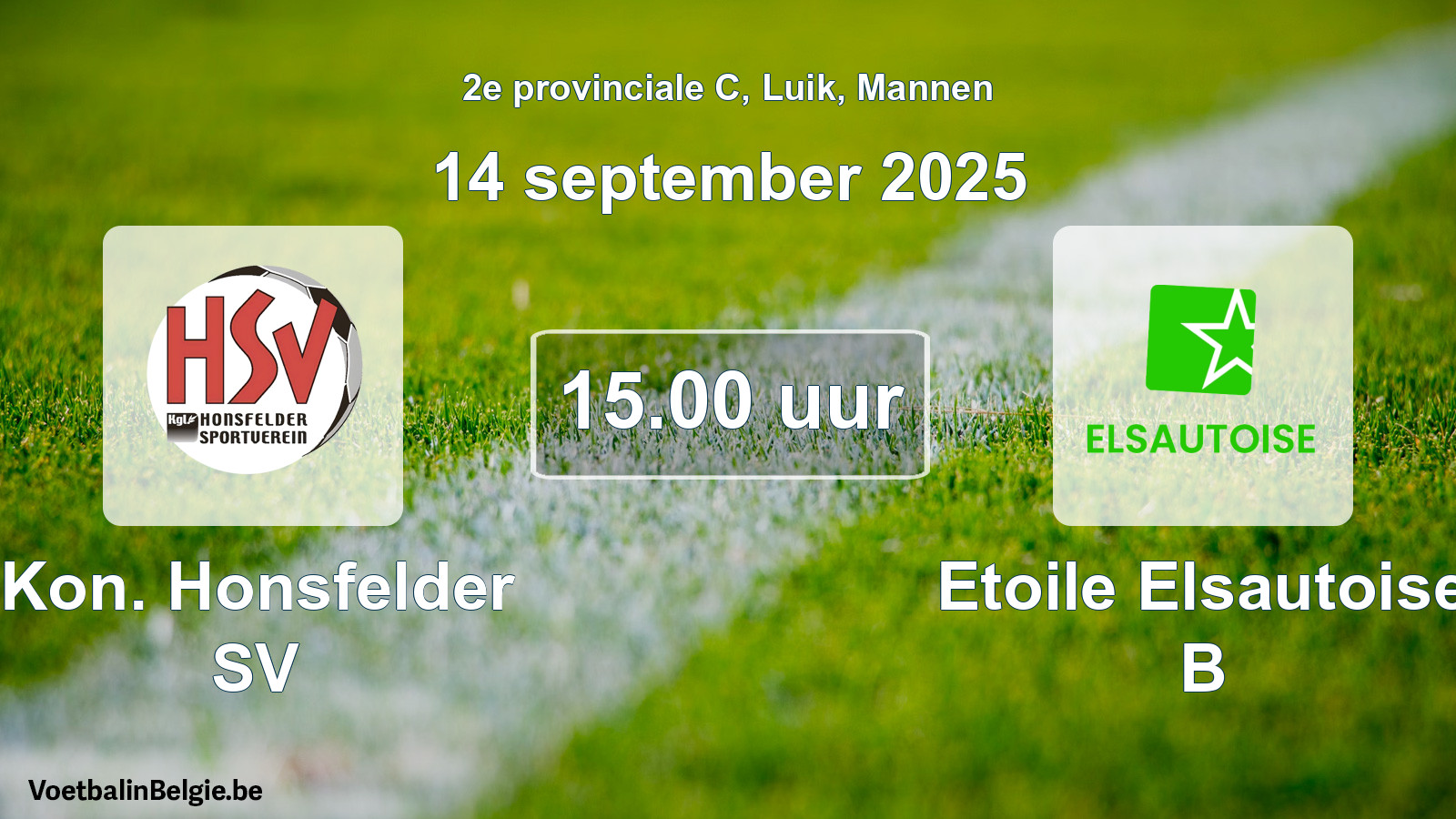 Scheduled match men football: Kon. Honsfelder SV - Etoile Elsautoise B (14 September 2025)