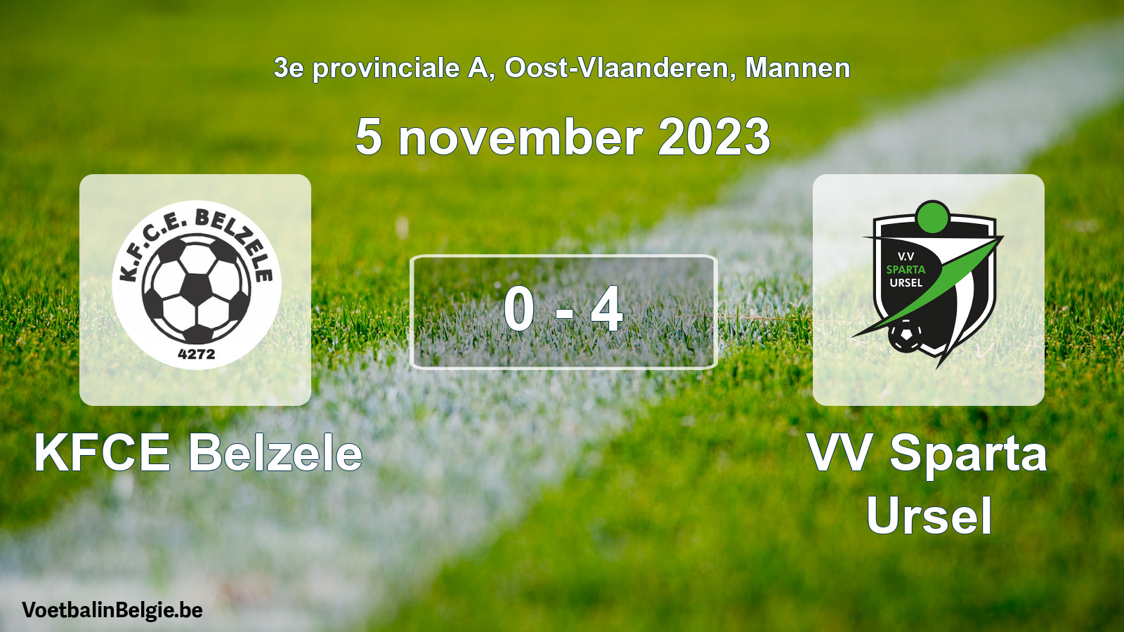 Gespeelde wedstrijd mannenvoetbal: KFCE Belzele - VV Sparta Ursel 0 - 4 (5 november 2023)
