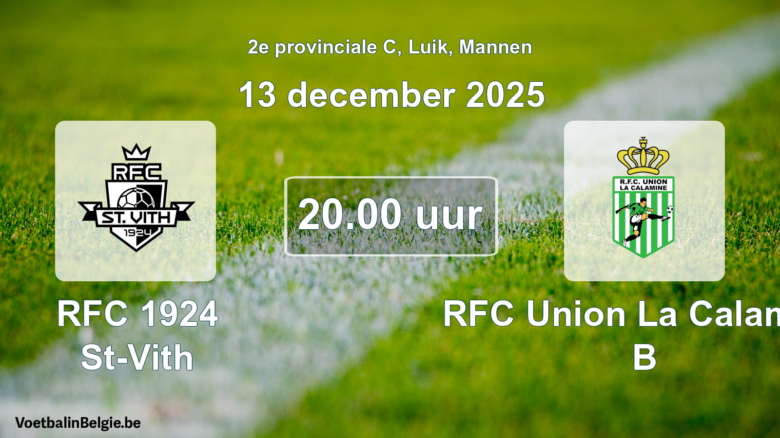 Match prévu football hommes: RFC 1924 St-Vith - RFC Union La Calamine B (13 décembre 2025)