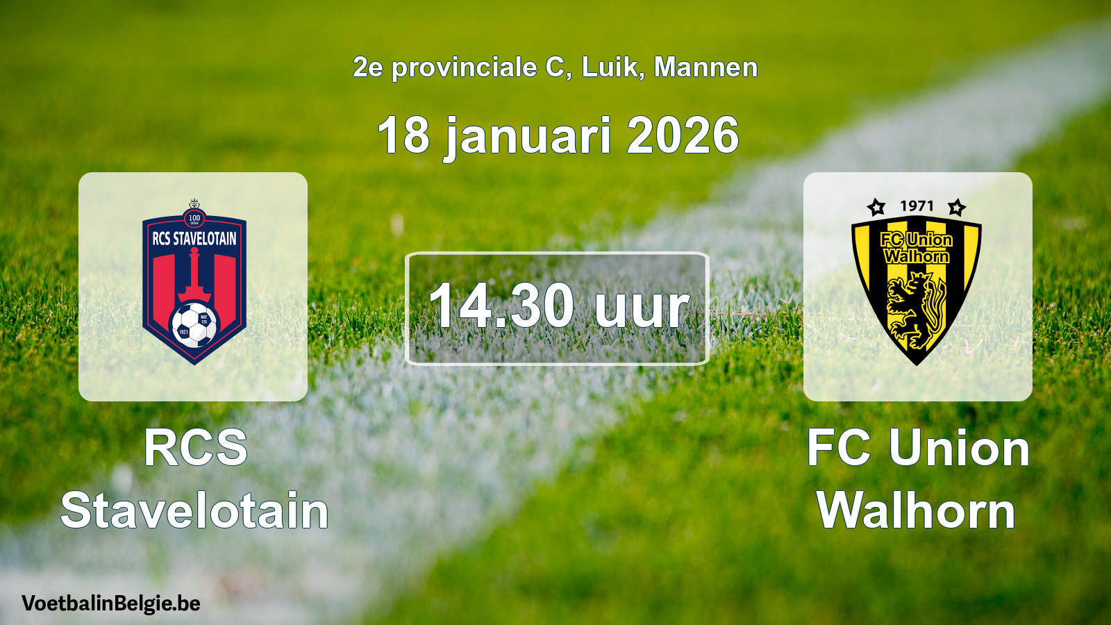Scheduled match men football: RCS Stavelotain - FC Union Walhorn (18 January 2026)