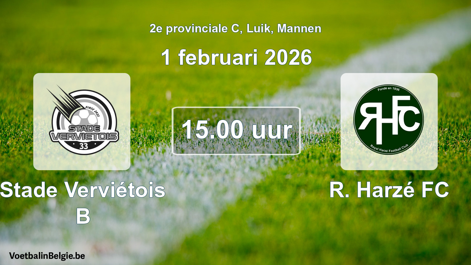 Scheduled match men football: Stade Verviétois B - R. Harzé FC (1 February 2026)
