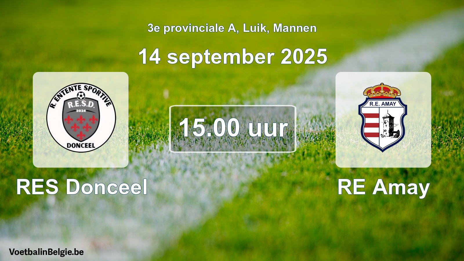 Scheduled match men football: RES Donceel - RE Amay (14 September 2025)