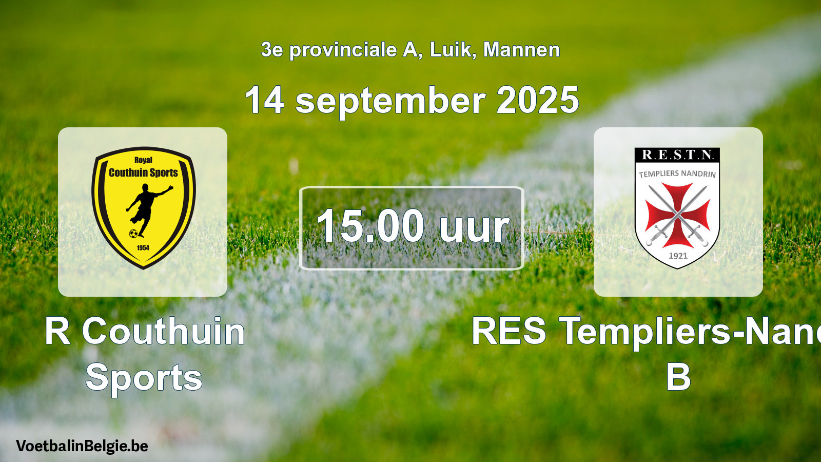Scheduled match men football: R Couthuin Sports - RES Templiers-Nandrin B (14 September 2025)