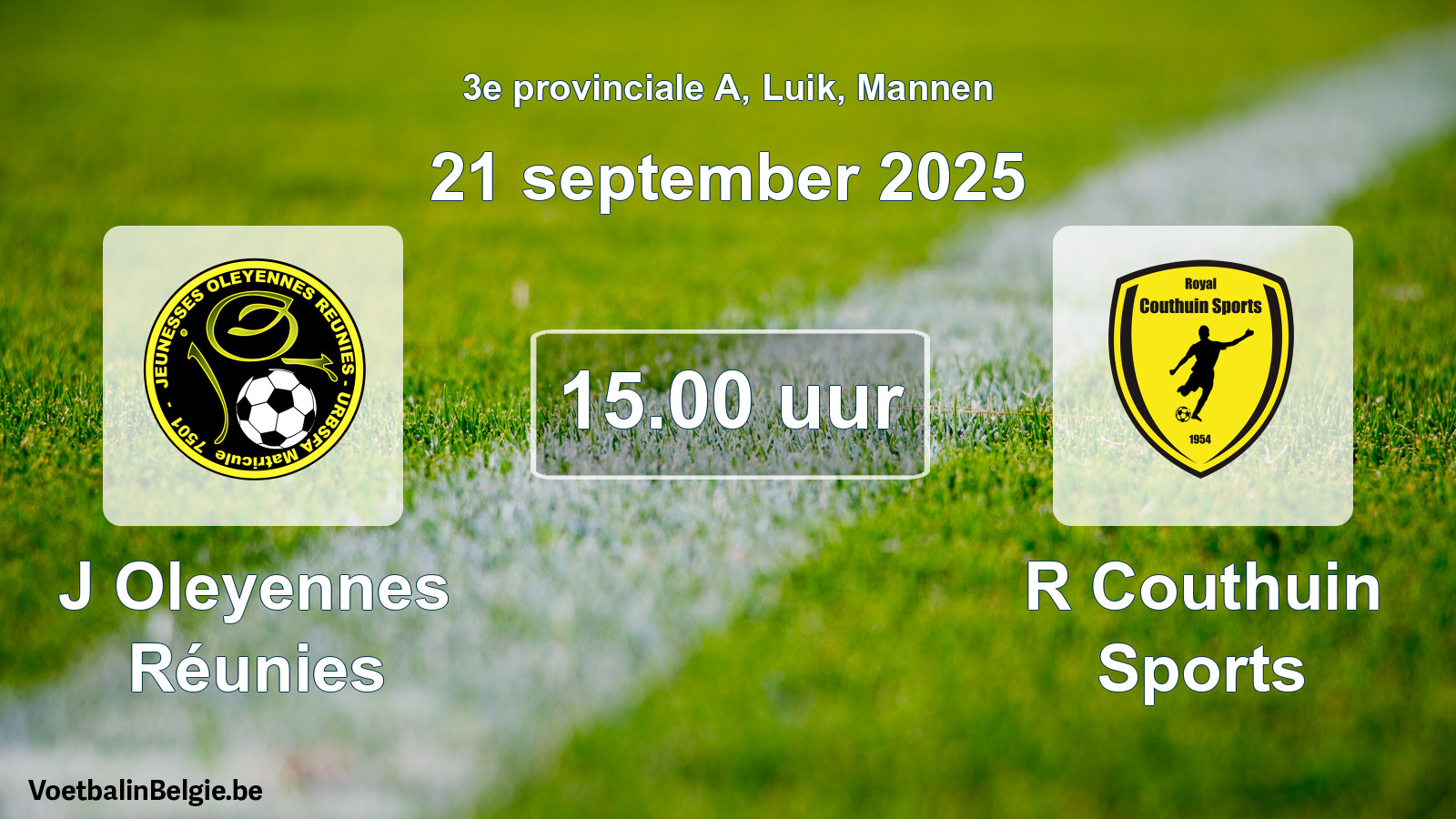 Scheduled match men football: J Oleyennes Réunies - R Couthuin Sports (21 September 2025)