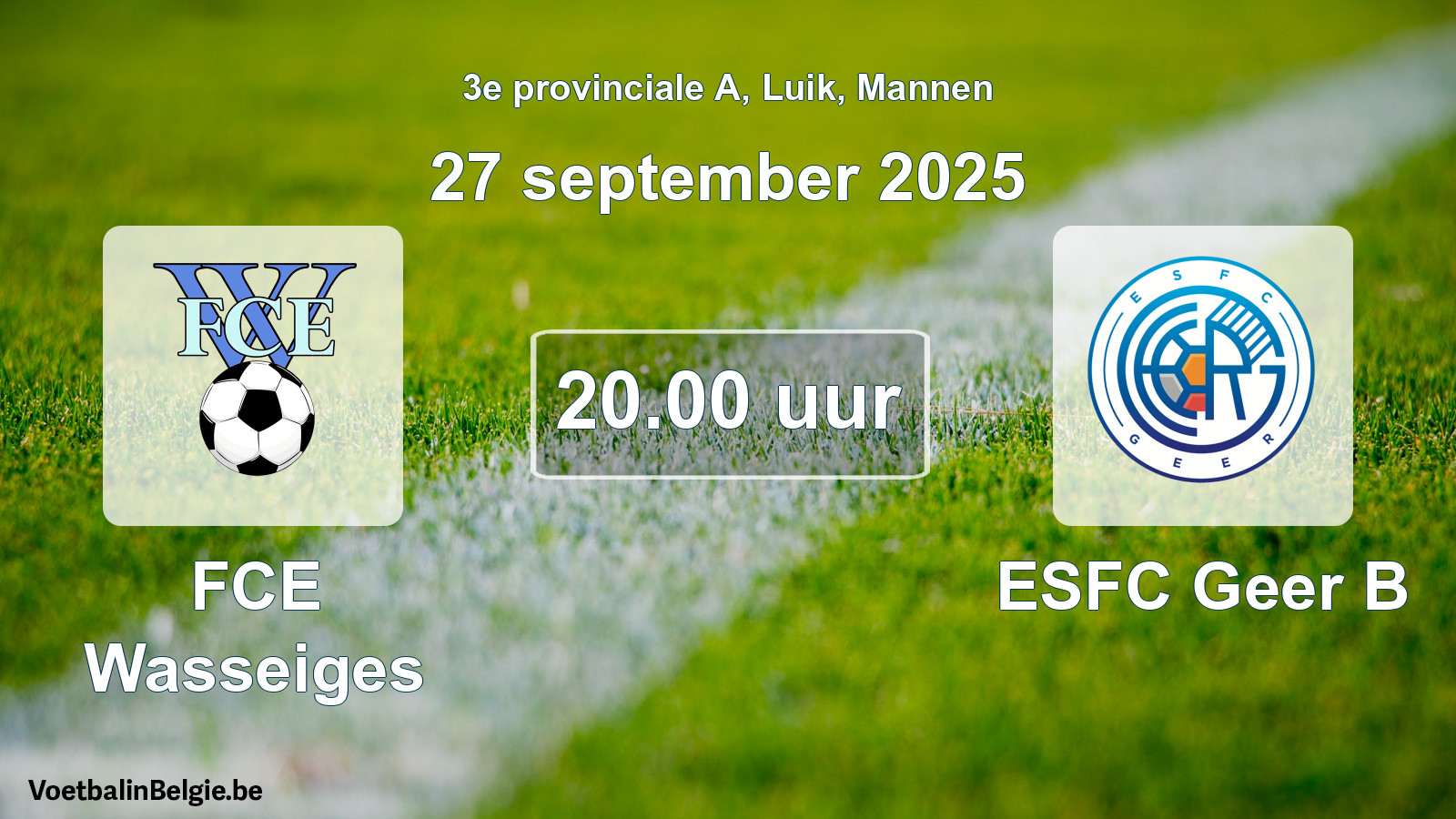 Scheduled match men football: FCE Wasseiges - ESFC Geer B (27 September 2025)