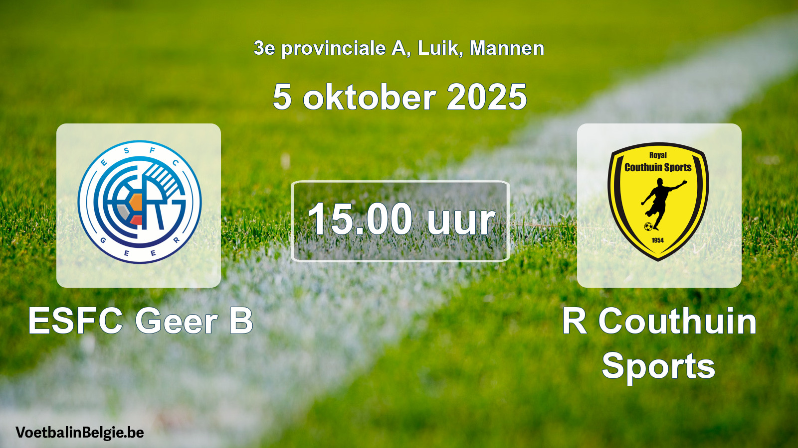 Scheduled match men football: ESFC Geer B - R Couthuin Sports (5 October 2025)