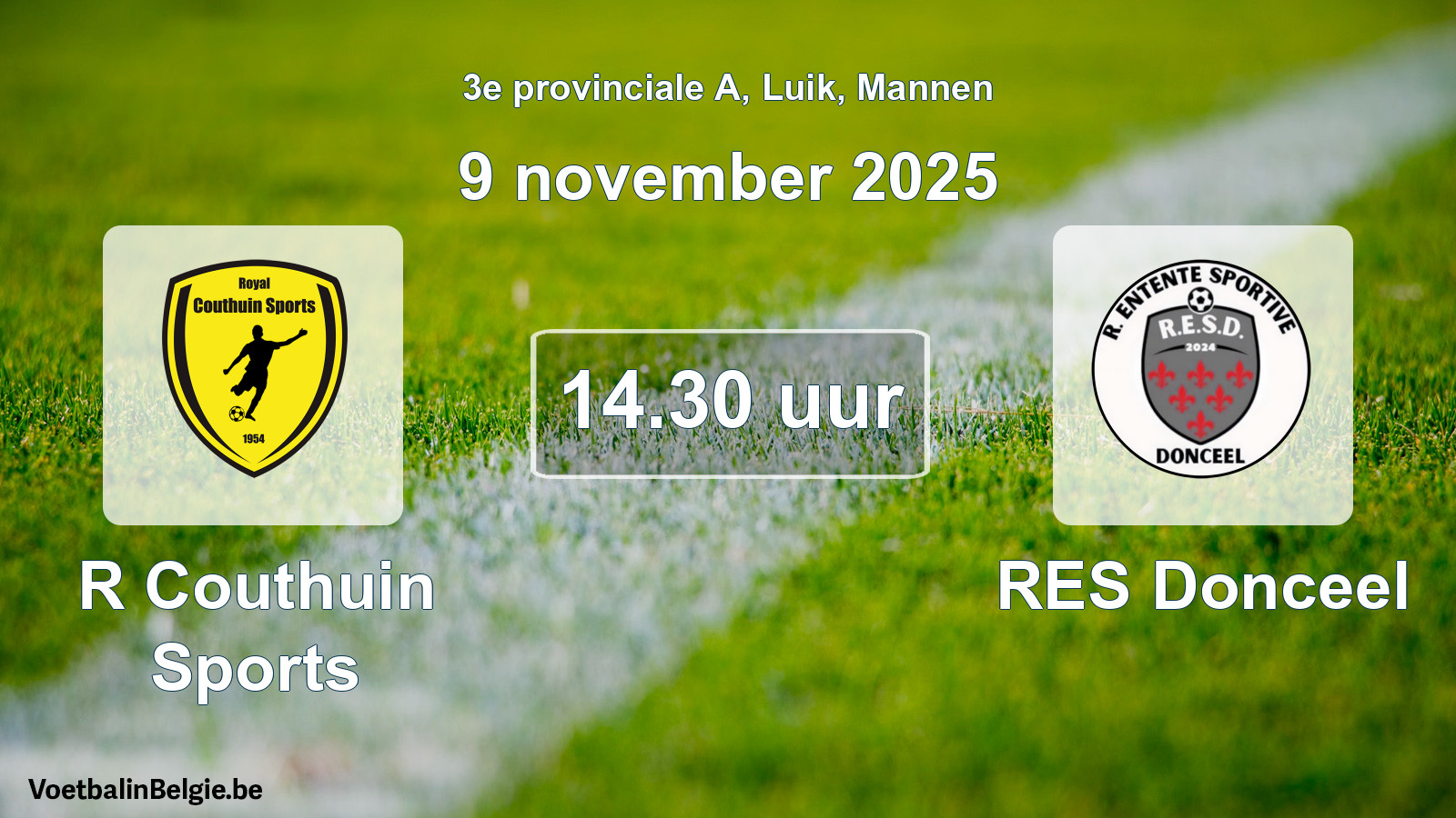 Scheduled match men football: R Couthuin Sports - RES Donceel (9 November 2025)
