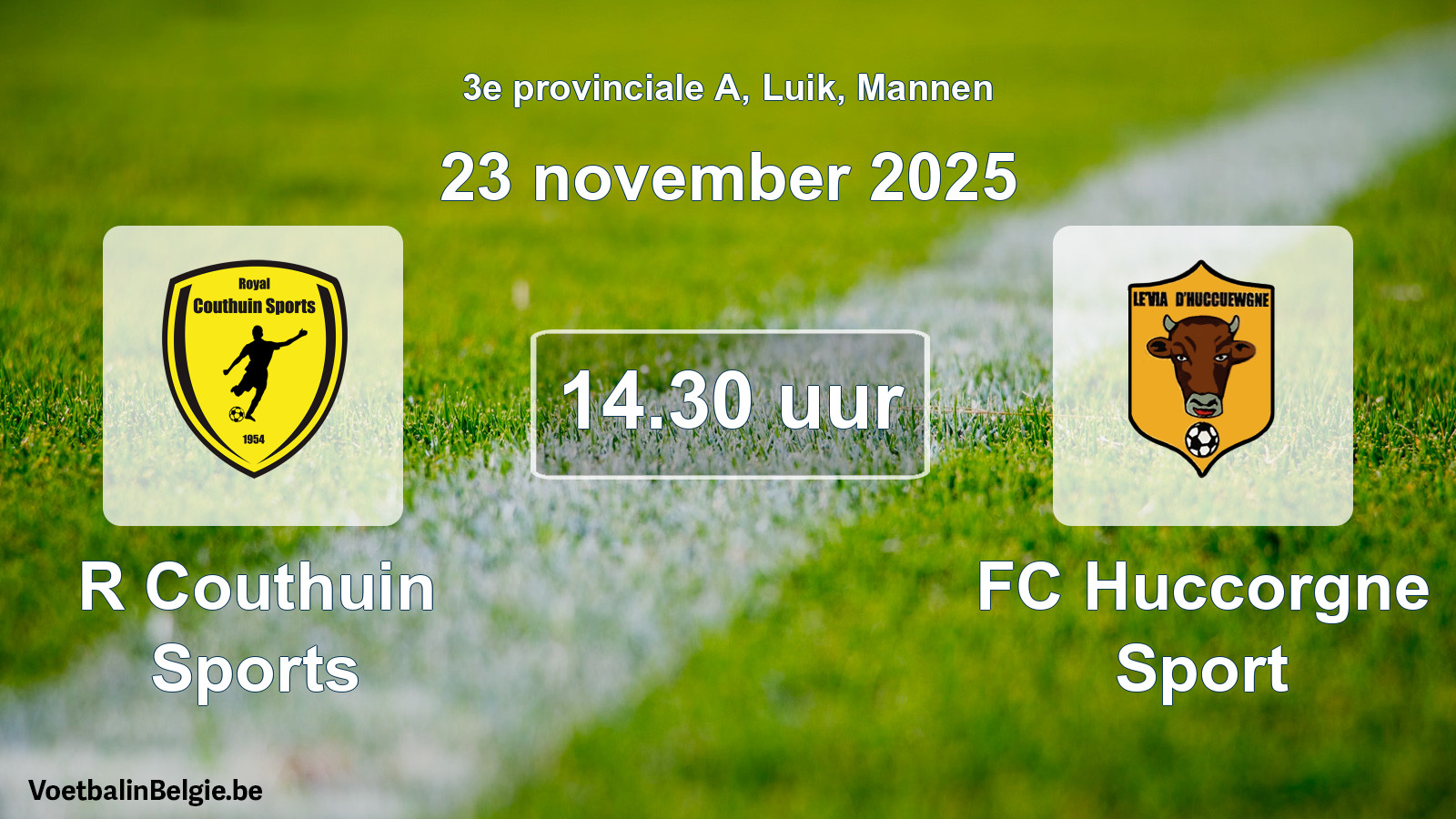 Geplande wedstrijd mannenvoetbal: R Couthuin Sports - FC Huccorgne Sport (23 november 2025)