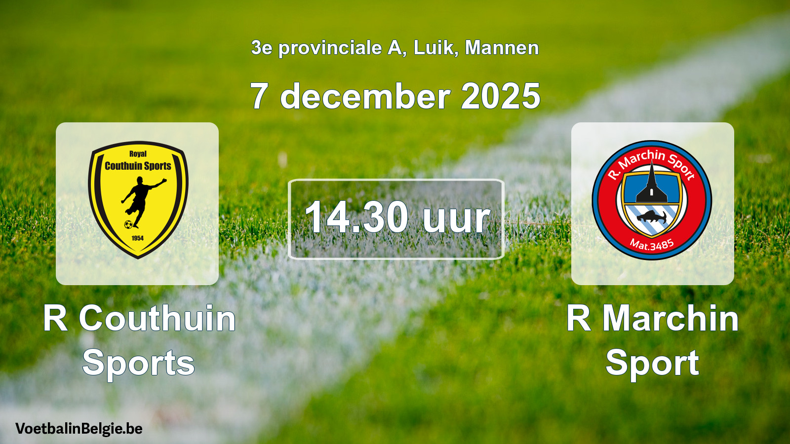 Geplantes Spiel männer-Fußball: R Couthuin Sports - R Marchin Sport (7 Dezember 2025)