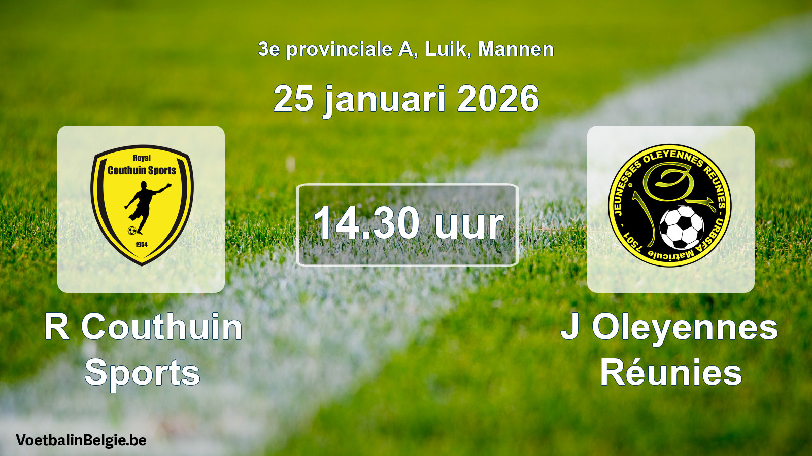 Scheduled match men football: R Couthuin Sports - J Oleyennes Réunies (25 January 2026)