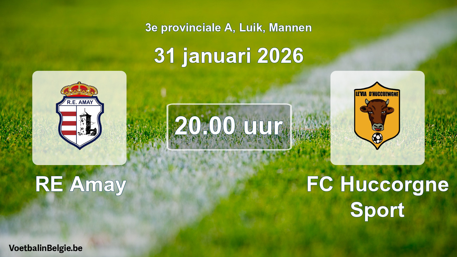 Geplantes Spiel männer-Fußball: RE Amay - FC Huccorgne Sport (31 Januar 2026)