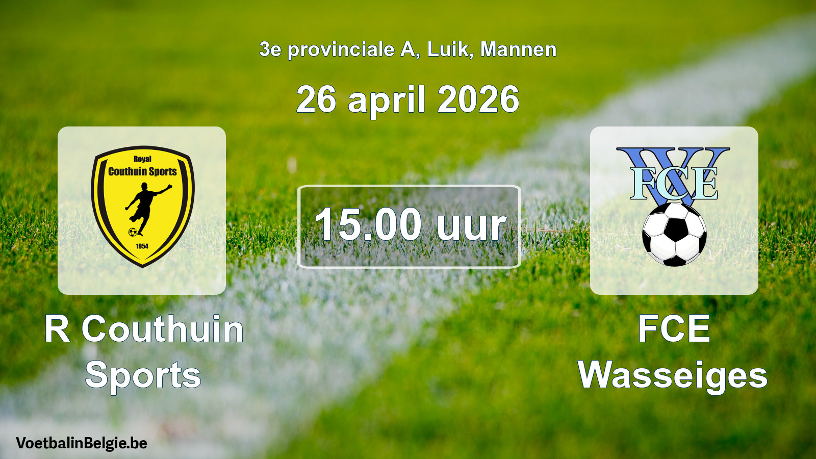 Scheduled match men football: R Couthuin Sports - FCE Wasseiges (26 April 2026)