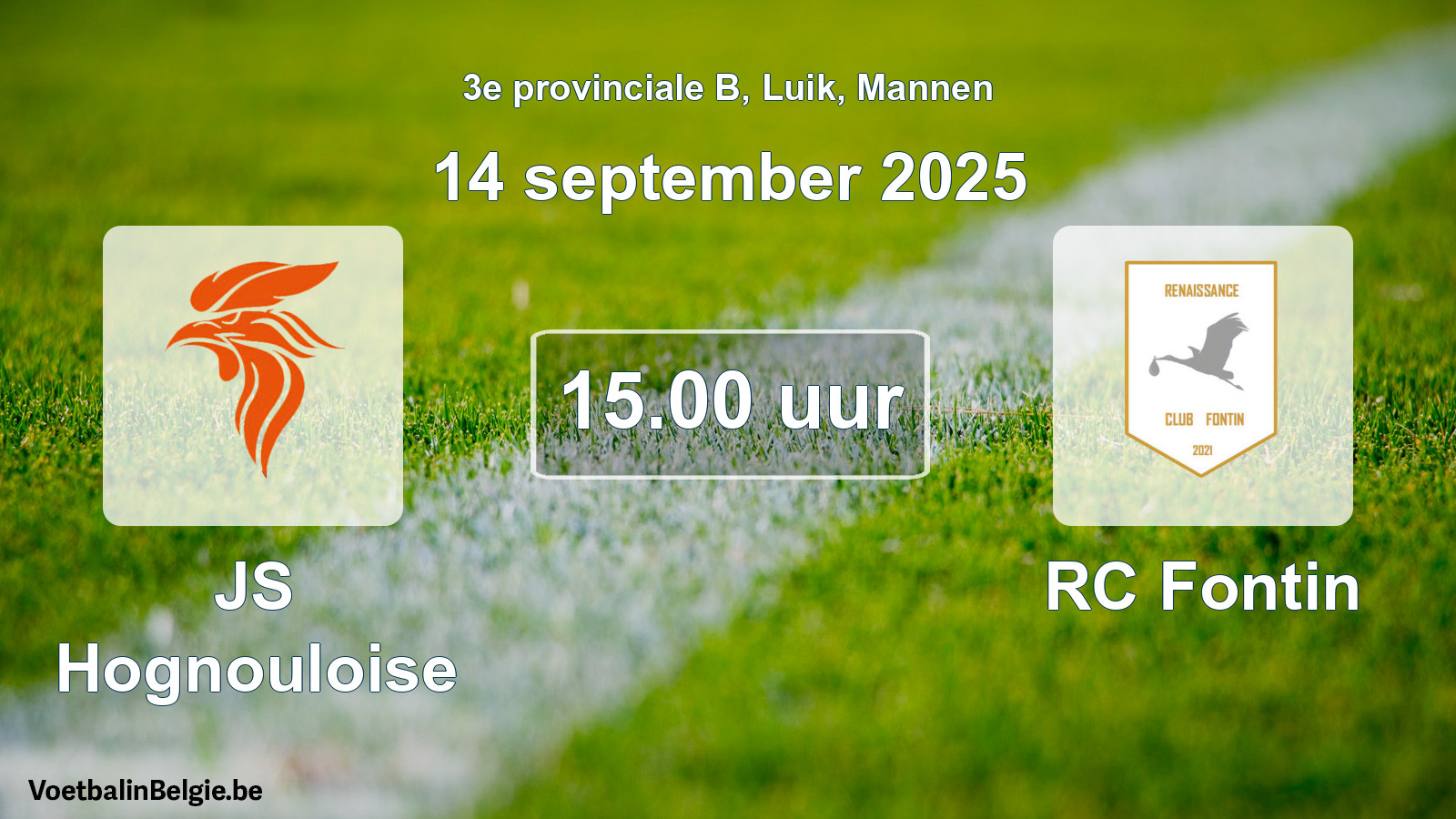 Scheduled match men football: JS Hognouloise - RC Fontin (14 September 2025)