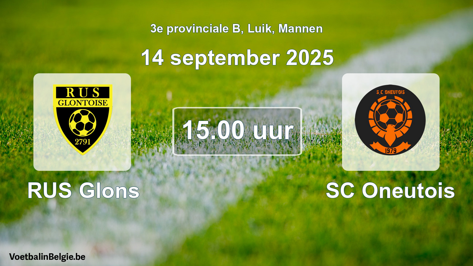 Scheduled match men football: RUS Glons - SC Oneutois (14 September 2025)