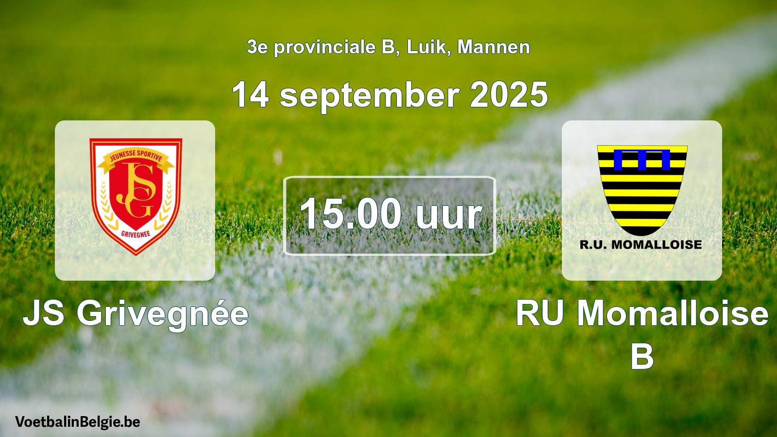 Scheduled match men football: JS Grivegnée - RU Momalloise B (14 September 2025)