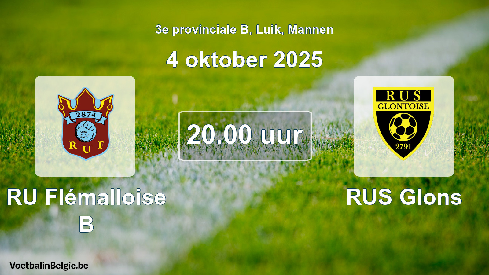 Scheduled match men football: RU Flémalloise B - RUS Glons (4 October 2025)