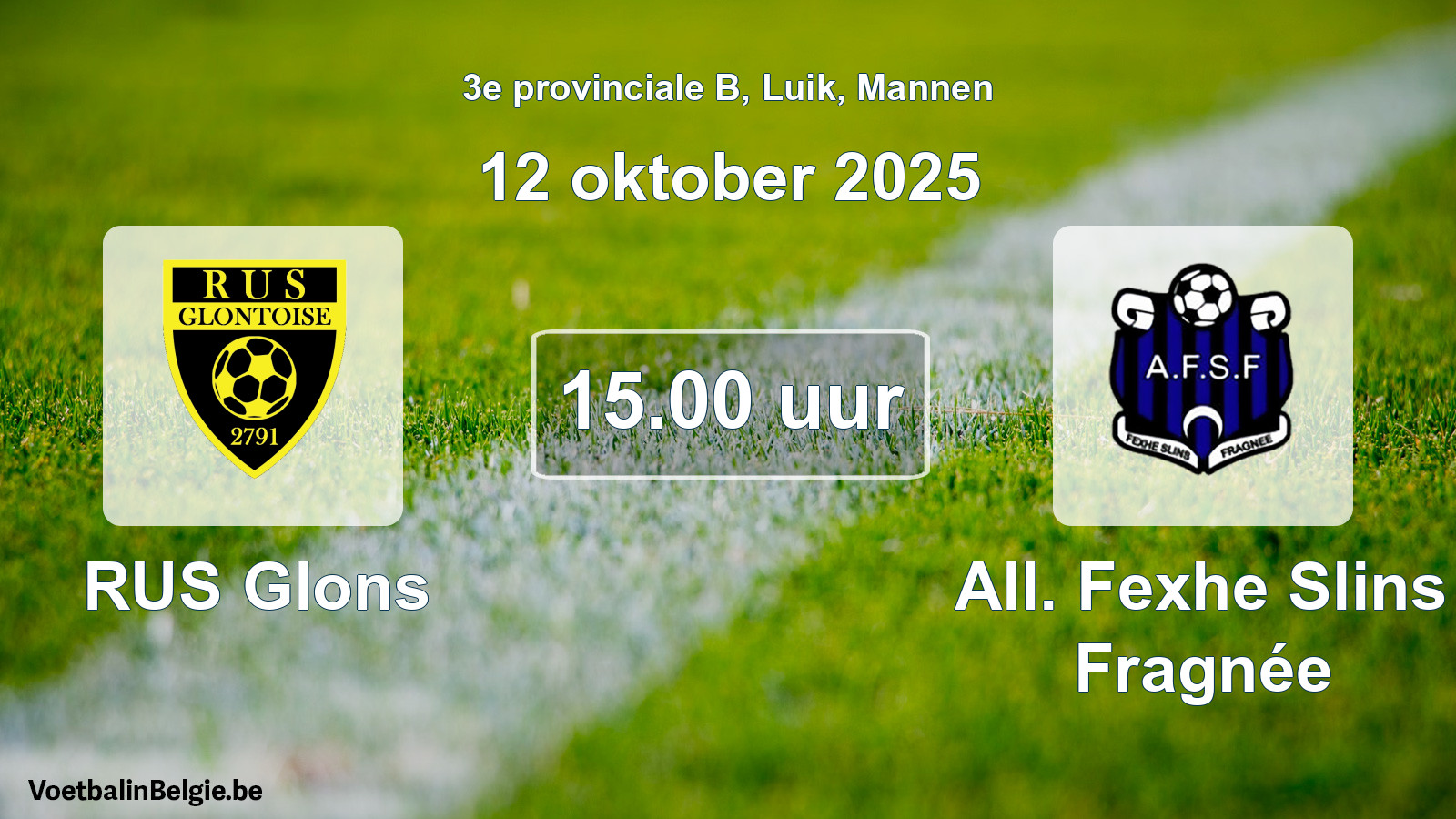 Scheduled match men football: RUS Glons - All. Fexhe Slins Fragnée (12 October 2025)