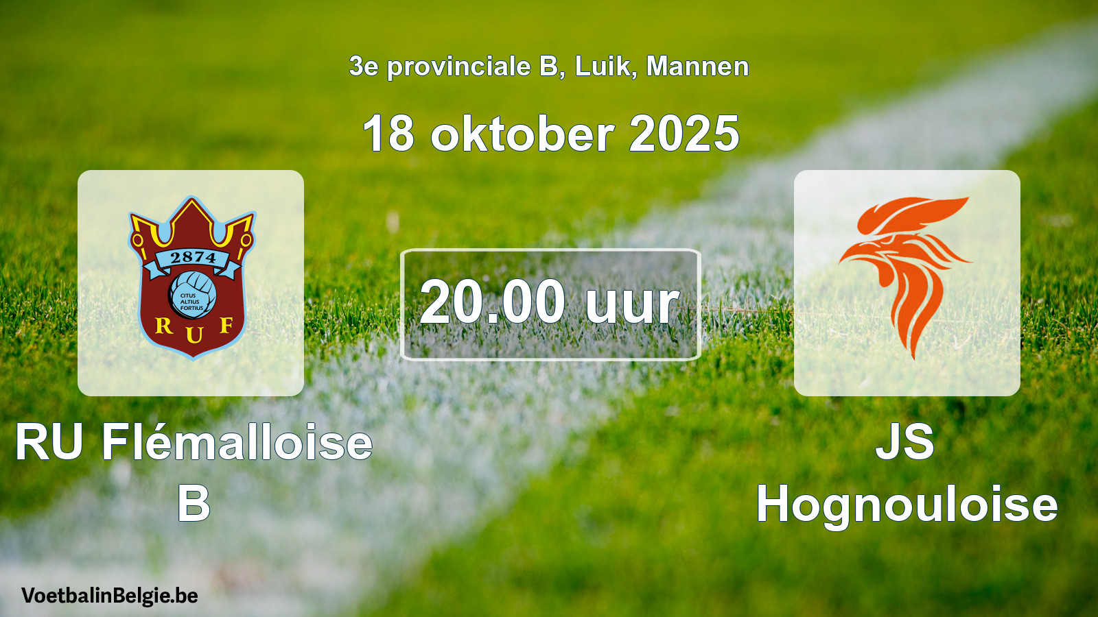 Match prévu football hommes: RU Flémalloise B - JS Hognouloise (18 octobre 2025)