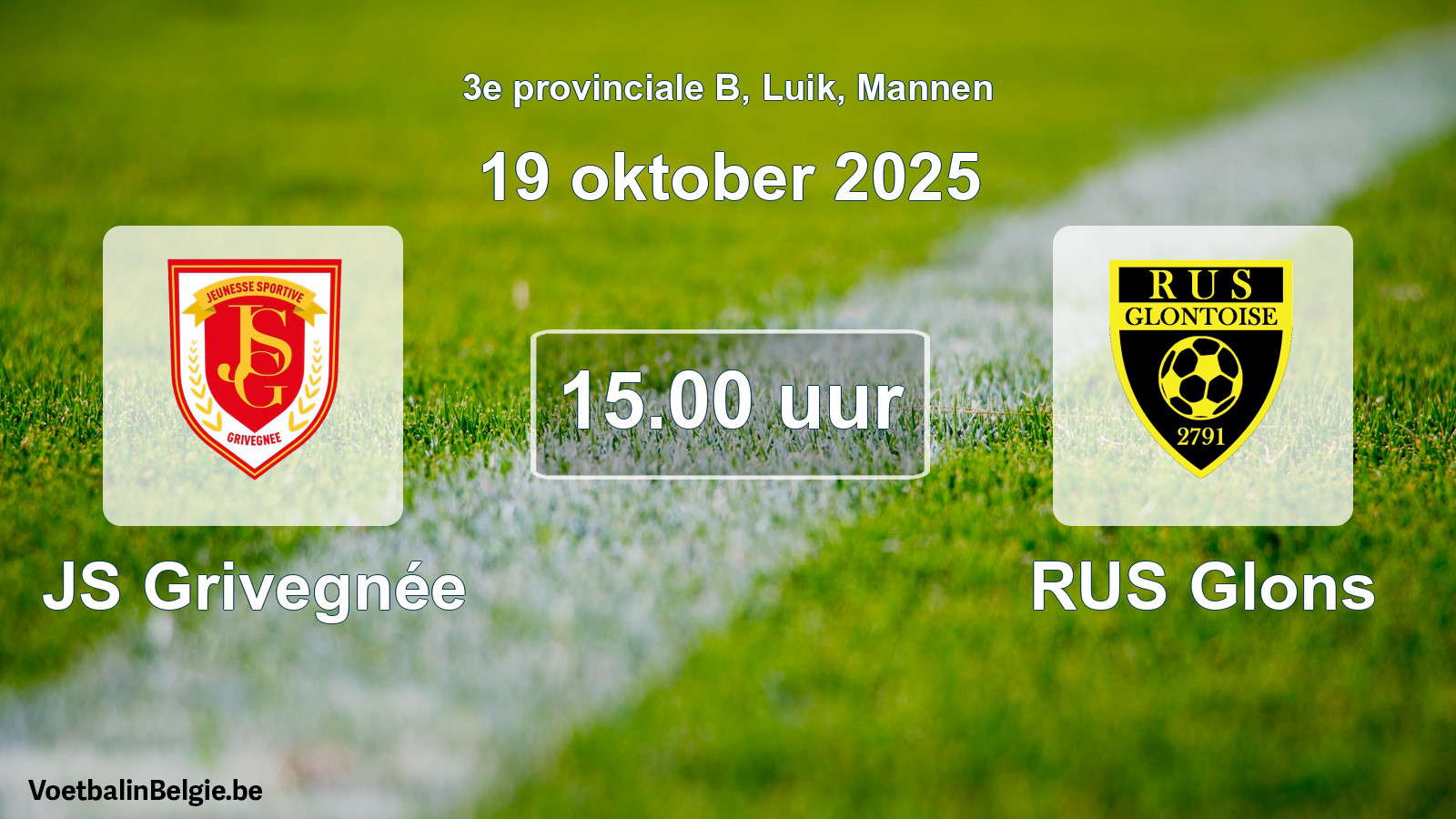 Scheduled match men football: JS Grivegnée - RUS Glons (19 October 2025)