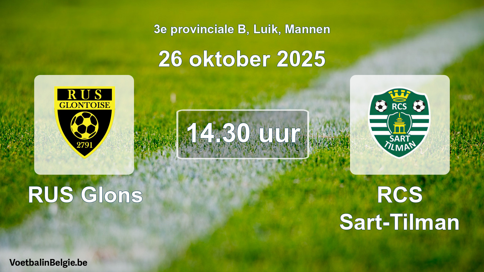 Scheduled match men football: RUS Glons - RCS Sart-Tilman (26 October 2025)