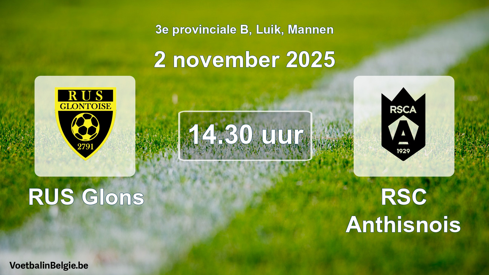 Scheduled match men football: RUS Glons - RSC Anthisnois (2 November 2025)