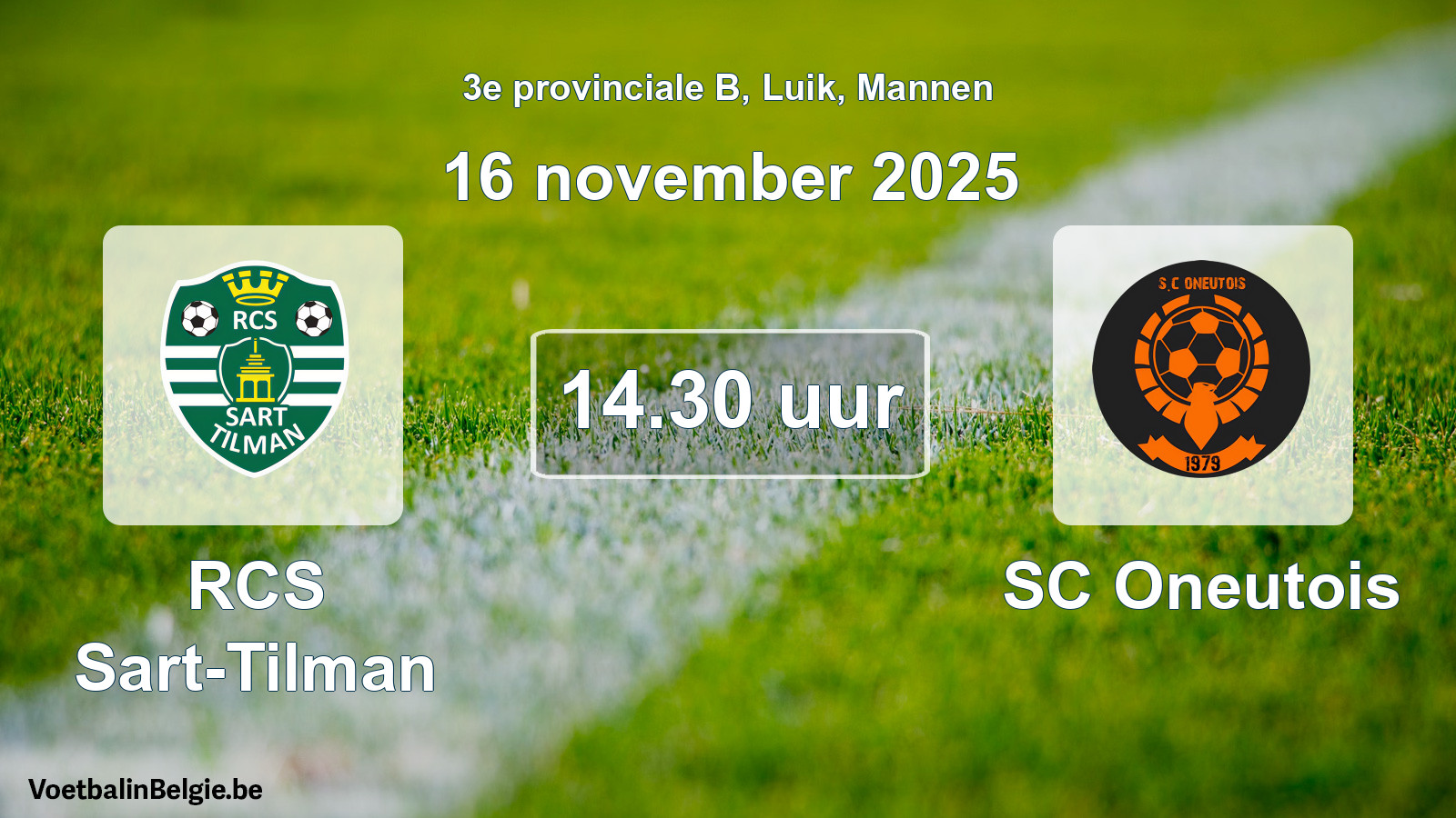 Scheduled match men football: RCS Sart-Tilman - SC Oneutois (16 November 2025)