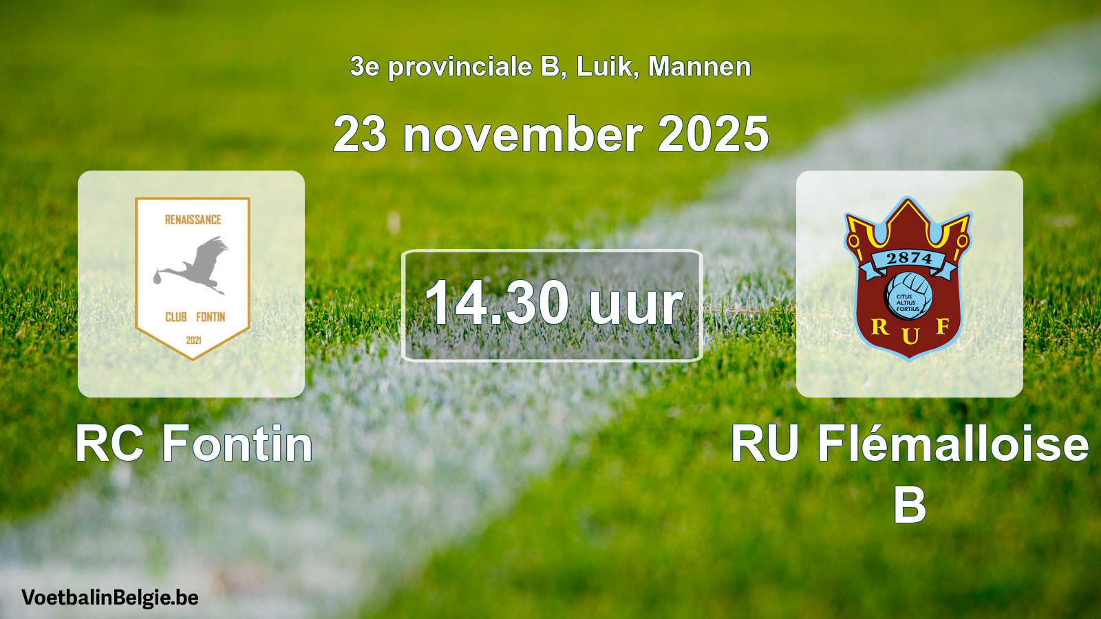 Scheduled match men football: RC Fontin - RU Flémalloise B (23 November 2025)