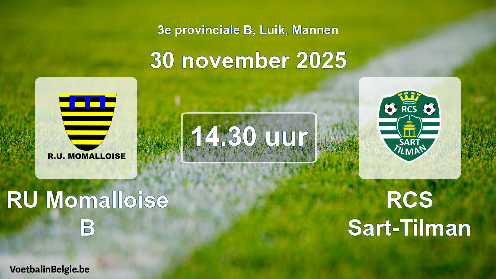 Scheduled match men football: RU Momalloise B - RCS Sart-Tilman (30 November 2025)