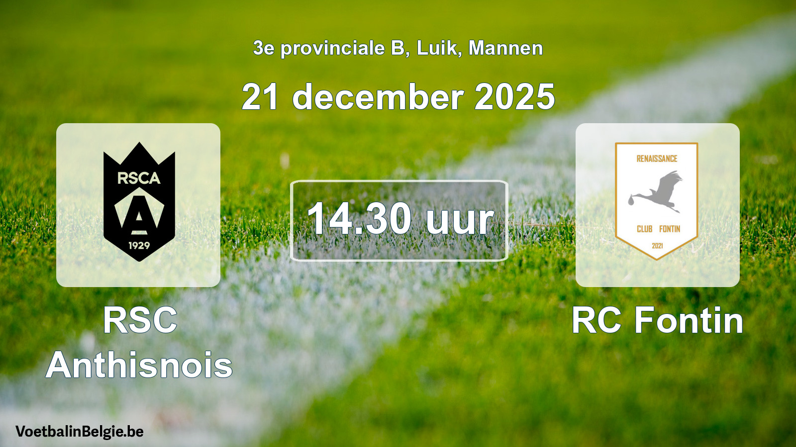 Scheduled match men football: RSC Anthisnois - RC Fontin (21 December 2025)