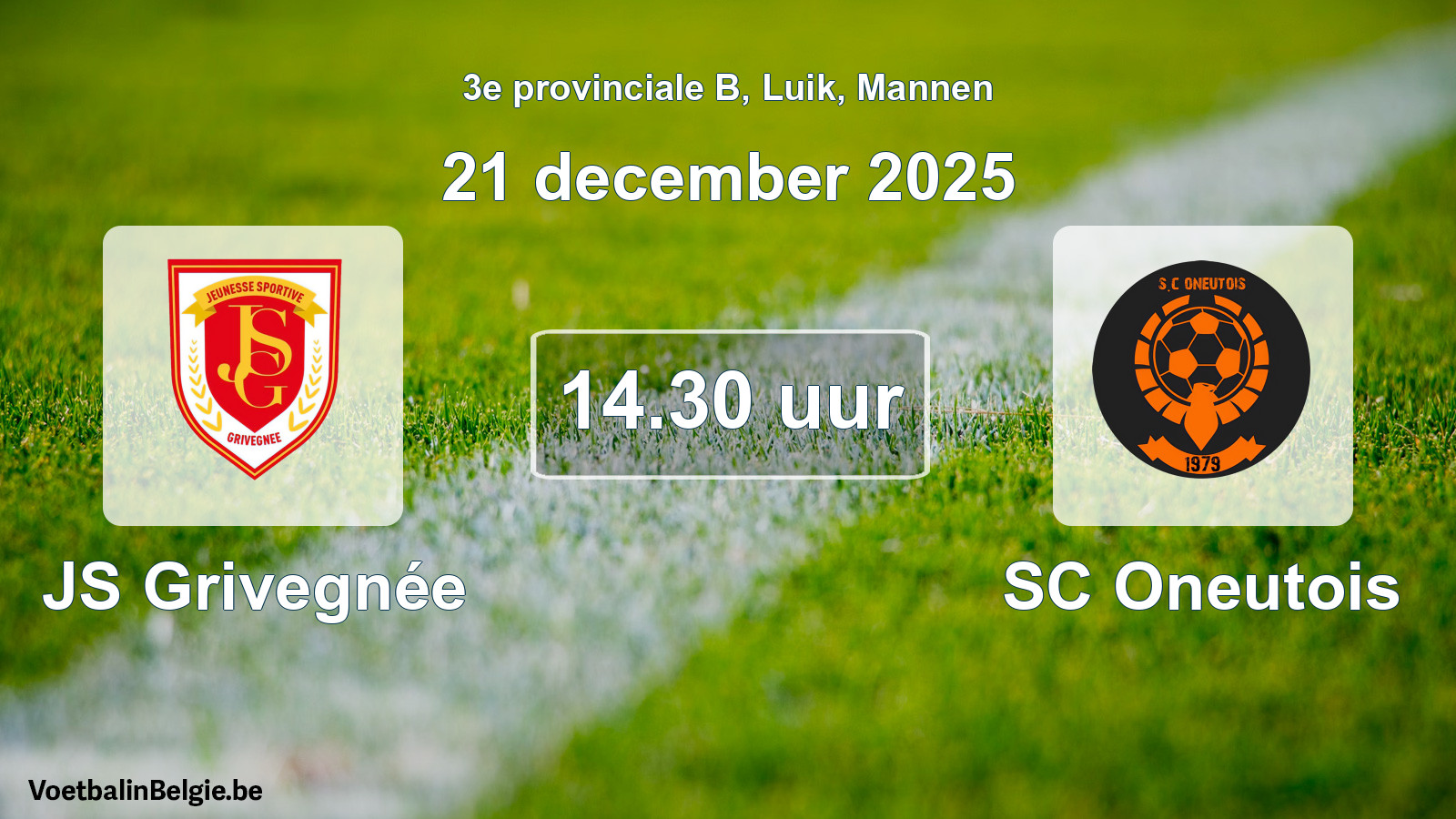 Scheduled match men football: JS Grivegnée - SC Oneutois (21 December 2025)