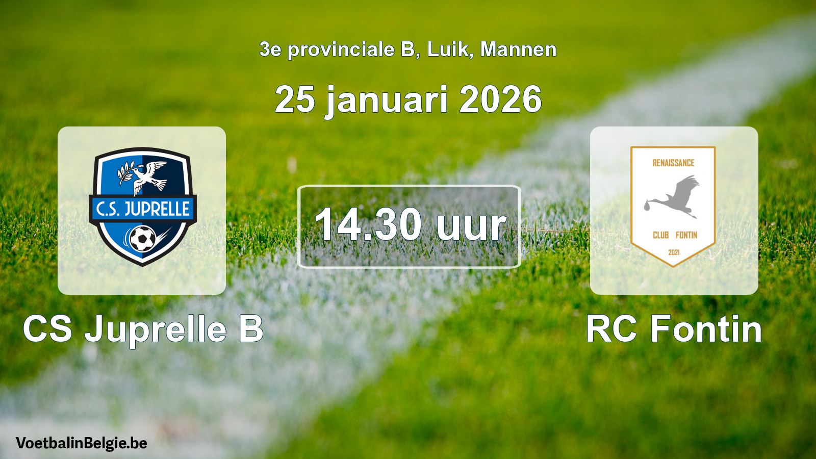 Scheduled match men football: CS Juprelle B - RC Fontin (25 January 2026)