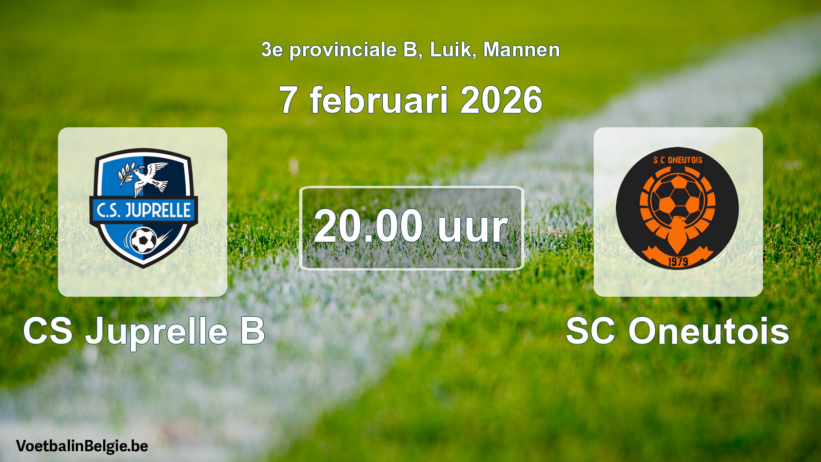 Scheduled match men football: CS Juprelle B - SC Oneutois (7 February 2026)