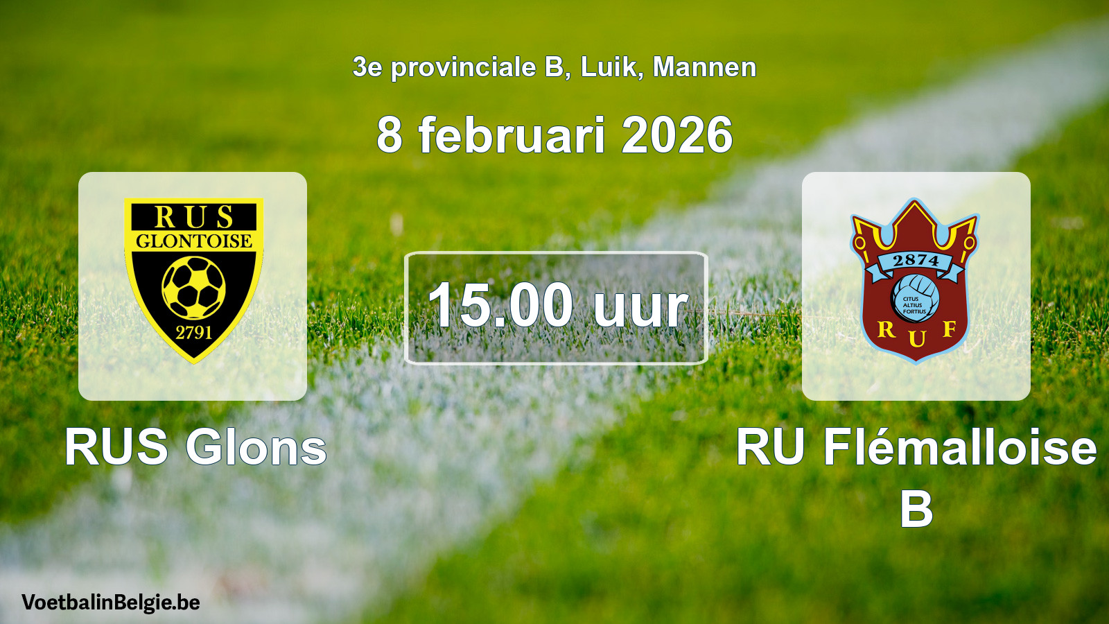 Scheduled match men football: RUS Glons - RU Flémalloise B (8 February 2026)