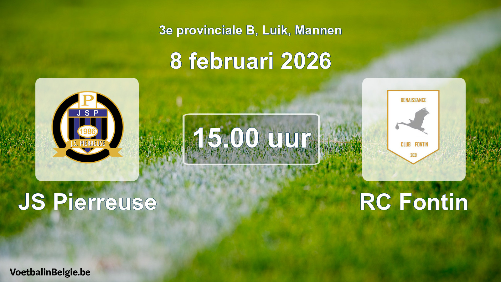 Match prévu football hommes: JS Pierreuse - RC Fontin (8 février 2026)
