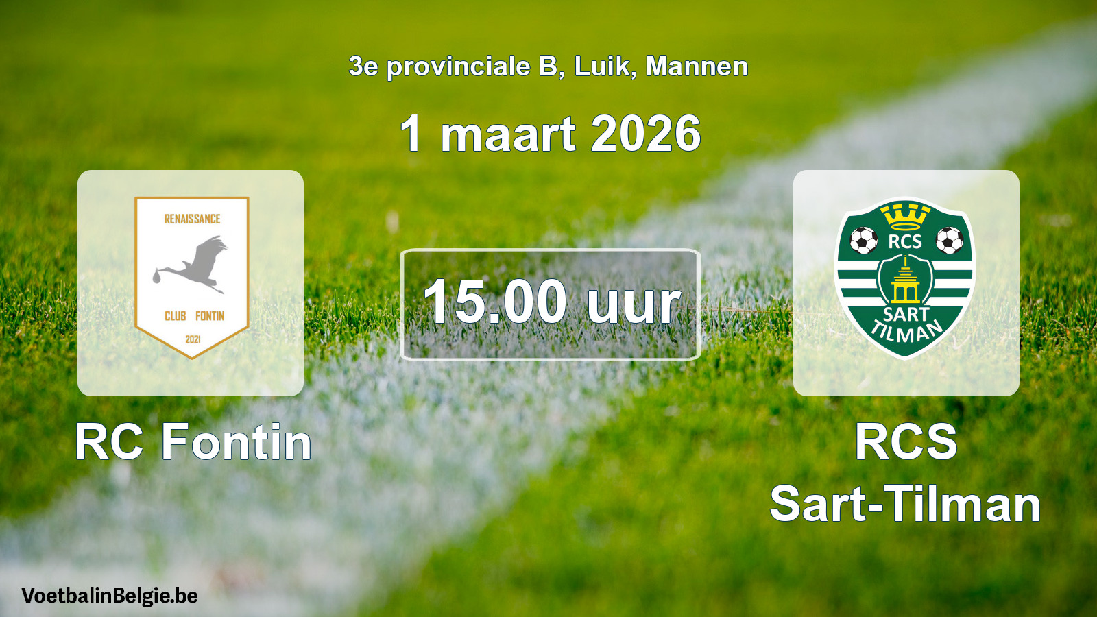 Scheduled match men football: RC Fontin - RCS Sart-Tilman (1 March 2026)