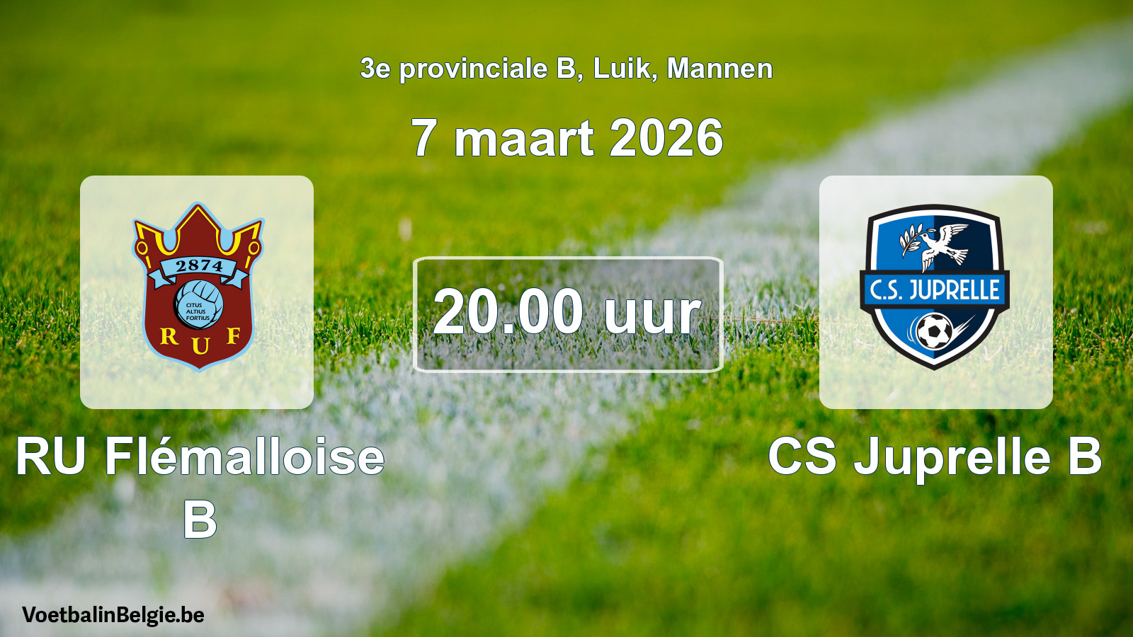 Match prévu football hommes: RU Flémalloise B - CS Juprelle B (7 mars 2026)