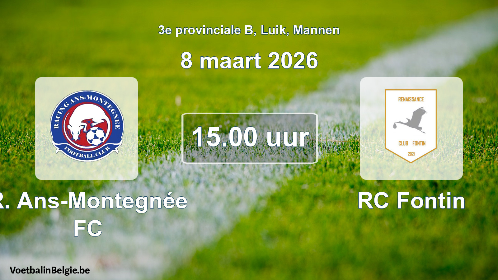 Scheduled match men football: R. Ans-Montegnée FC - RC Fontin (8 March 2026)