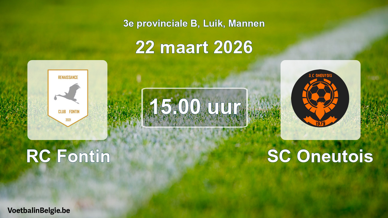 Scheduled match men football: RC Fontin - SC Oneutois (22 March 2026)