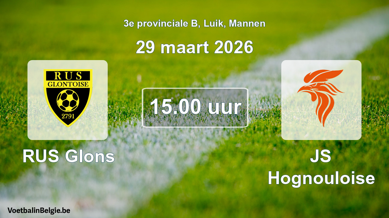Scheduled match men football: RUS Glons - JS Hognouloise (29 March 2026)