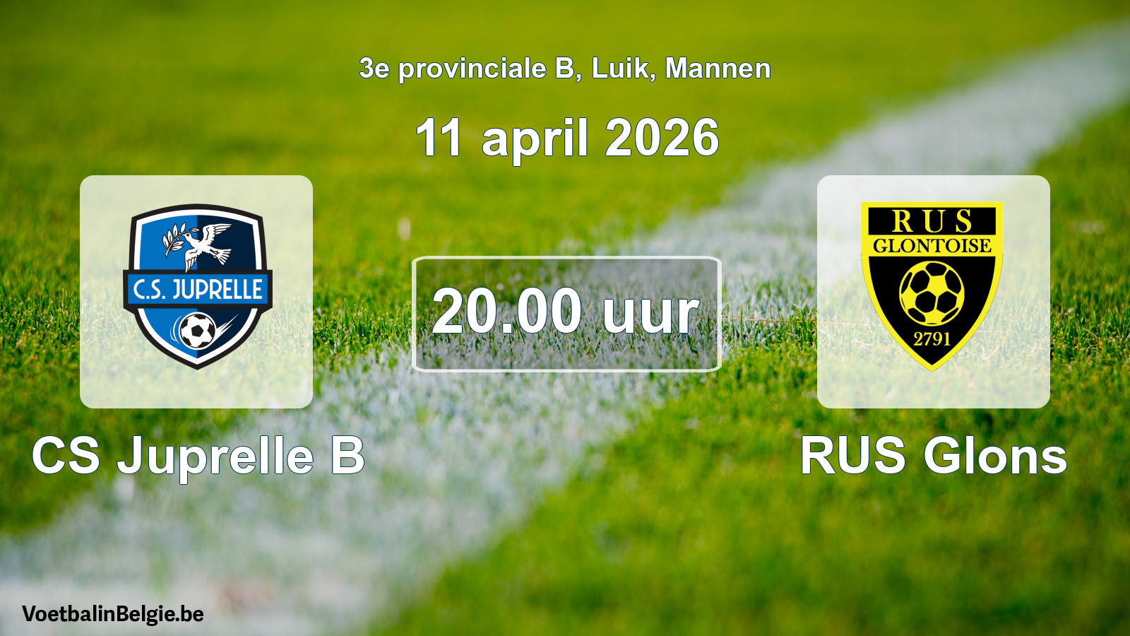 Scheduled match men football: CS Juprelle B - RUS Glons (11 April 2026)